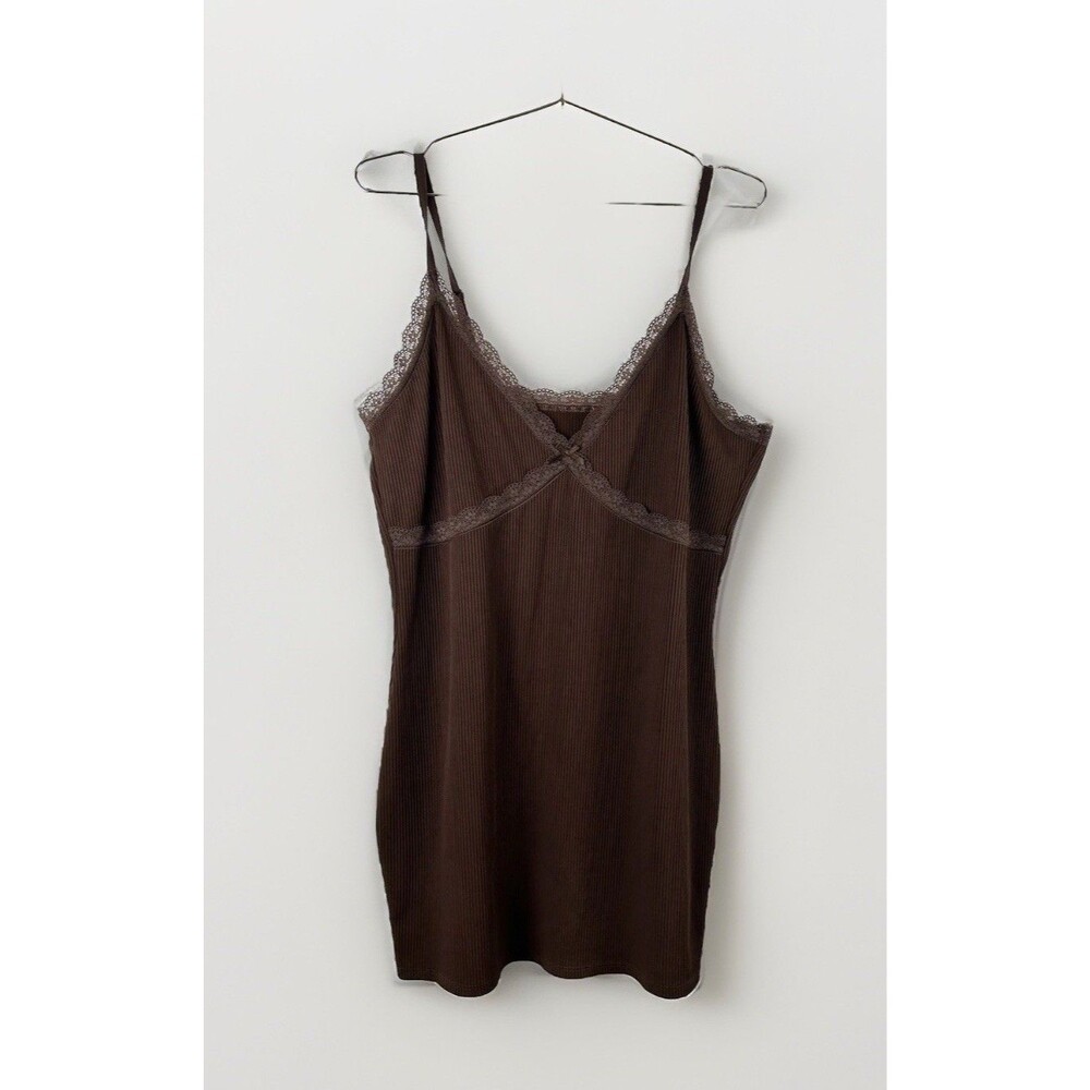 Brown Lace Trim Tank Top See Notes